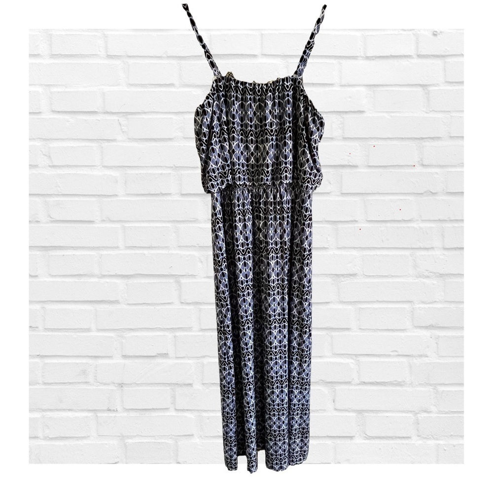 Soma Soft Jersey Maxi Dress Strappy Blue White Summer Resortwear Flowy Beach
